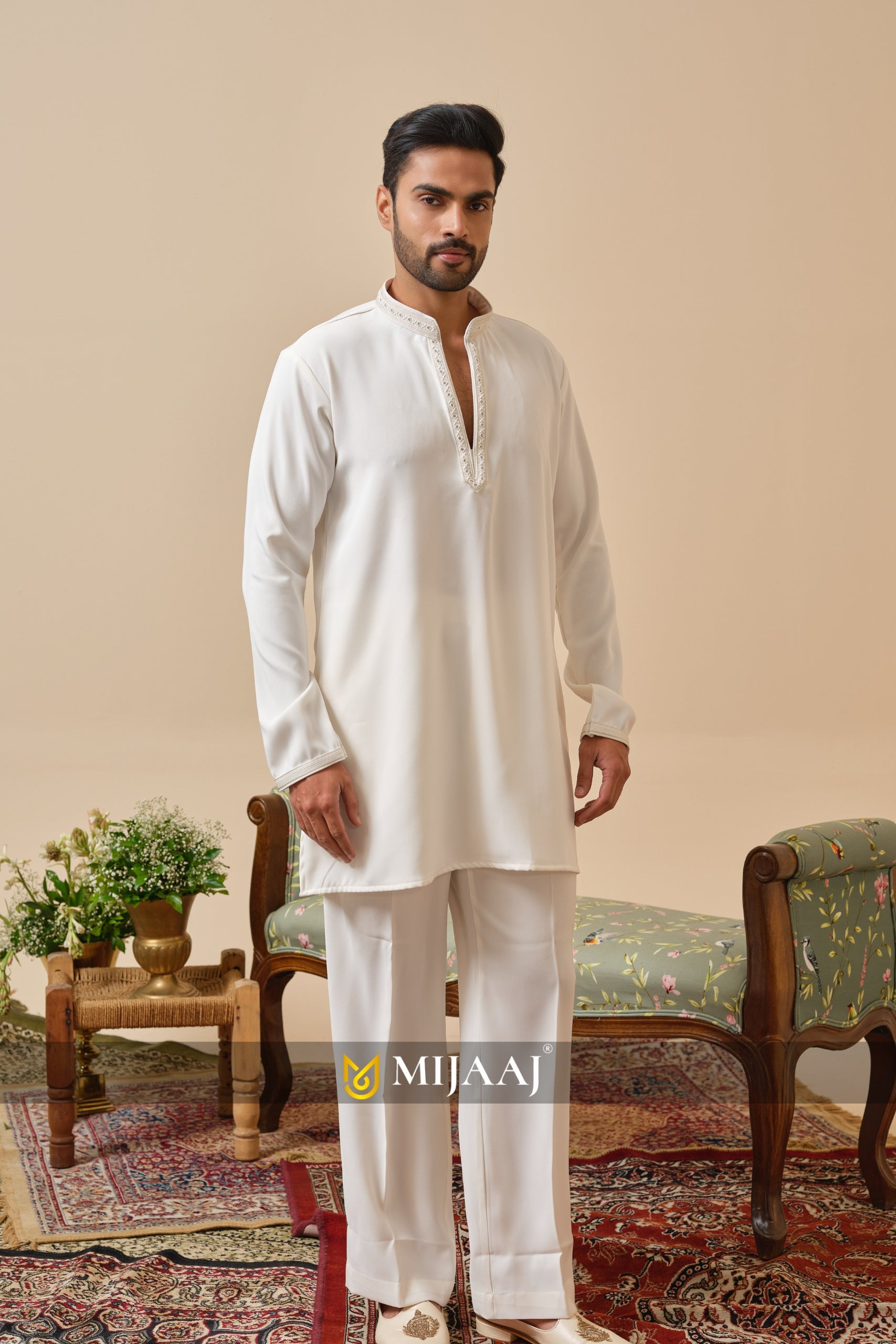Cream Classic Kurta
