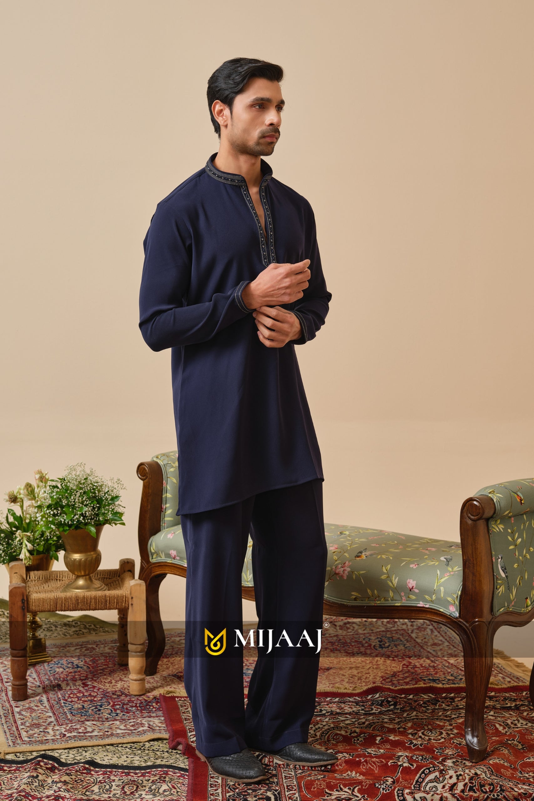 Navy Blue Classic Kurta