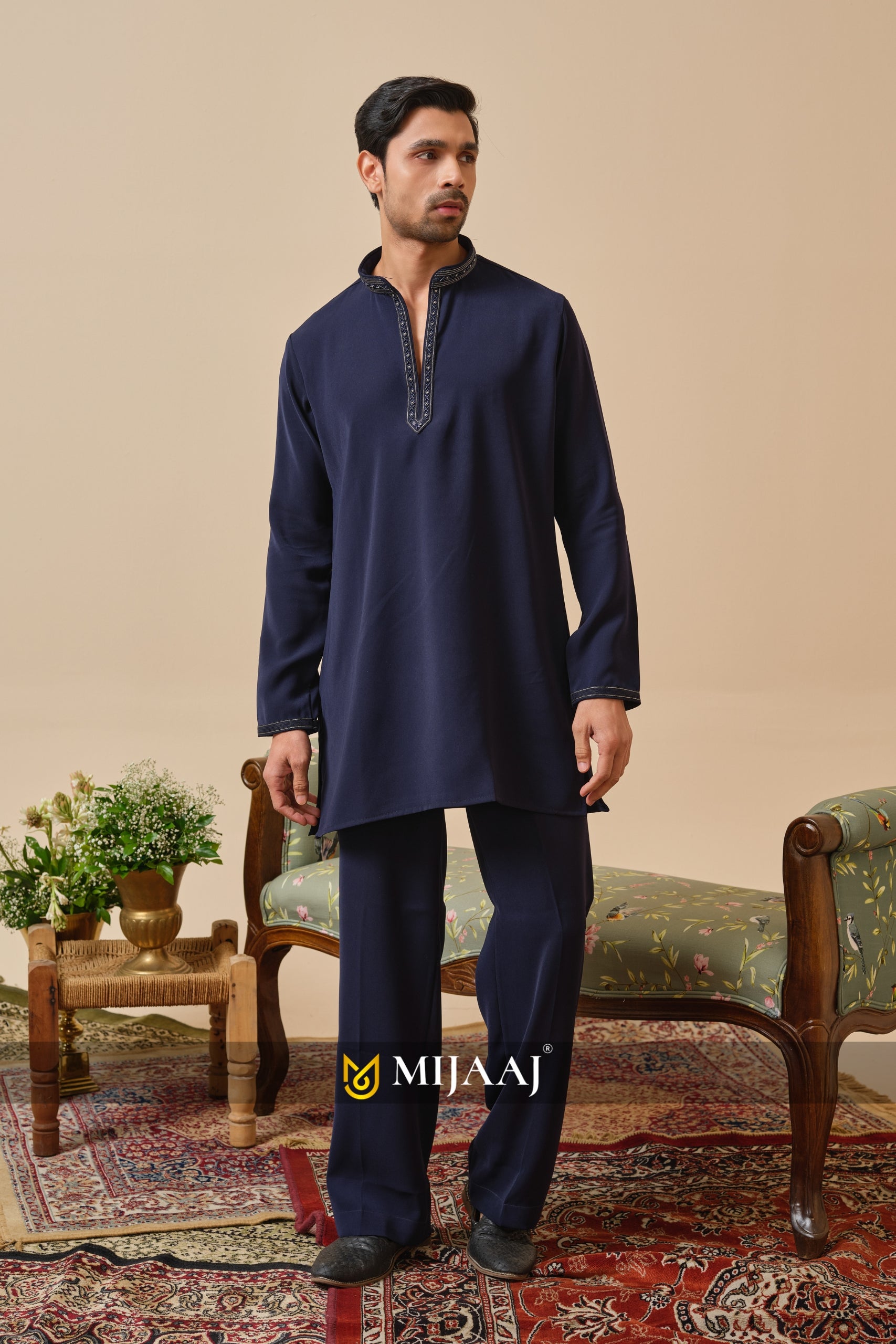 Navy Blue Classic Kurta