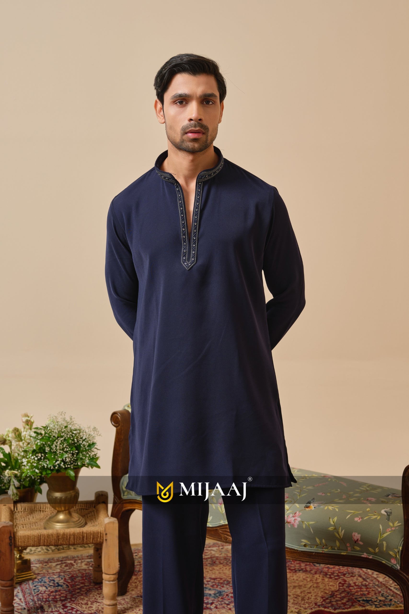 Navy Blue Classic Kurta