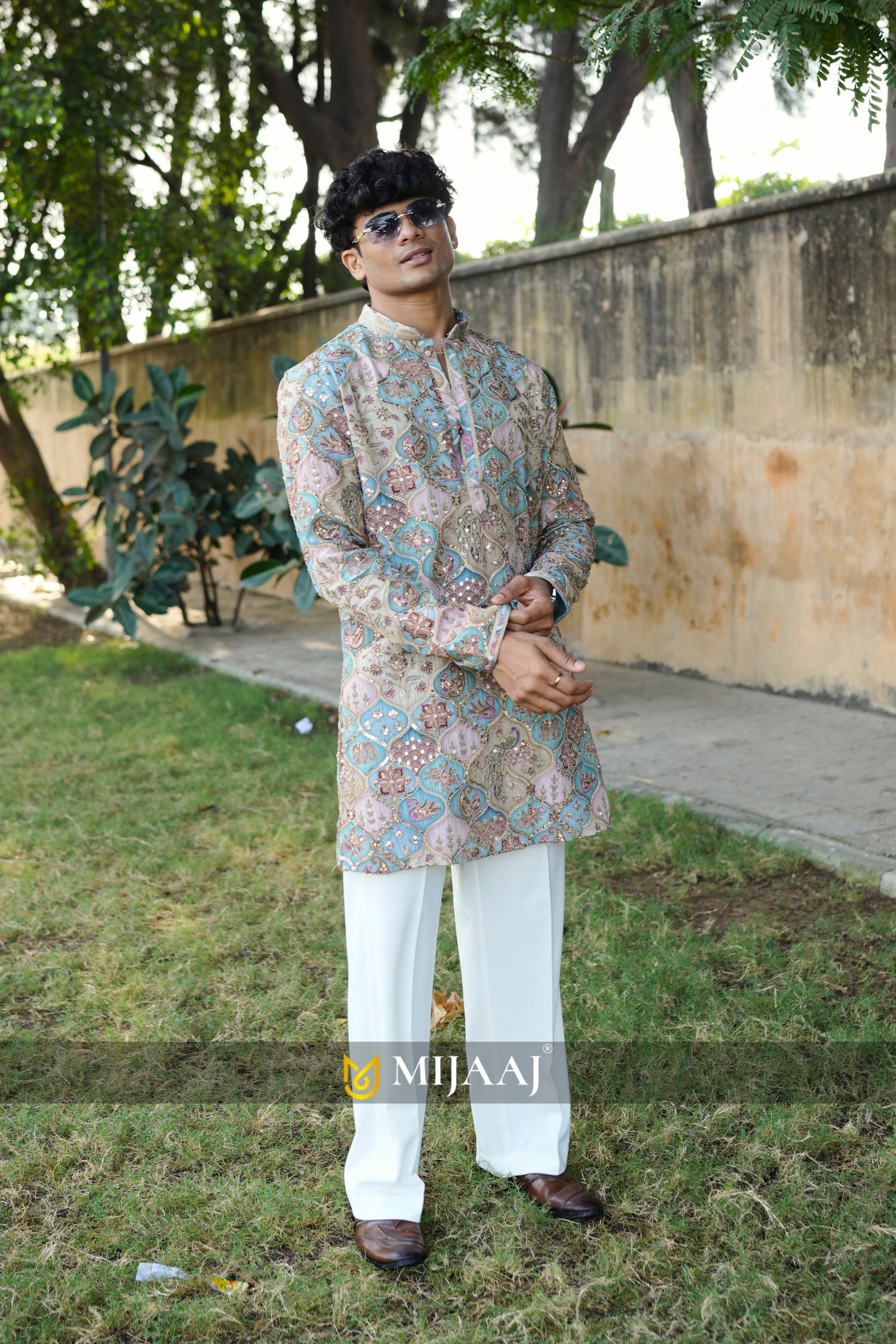 Turquoise Color Short Kurta with Premium Korean Pant