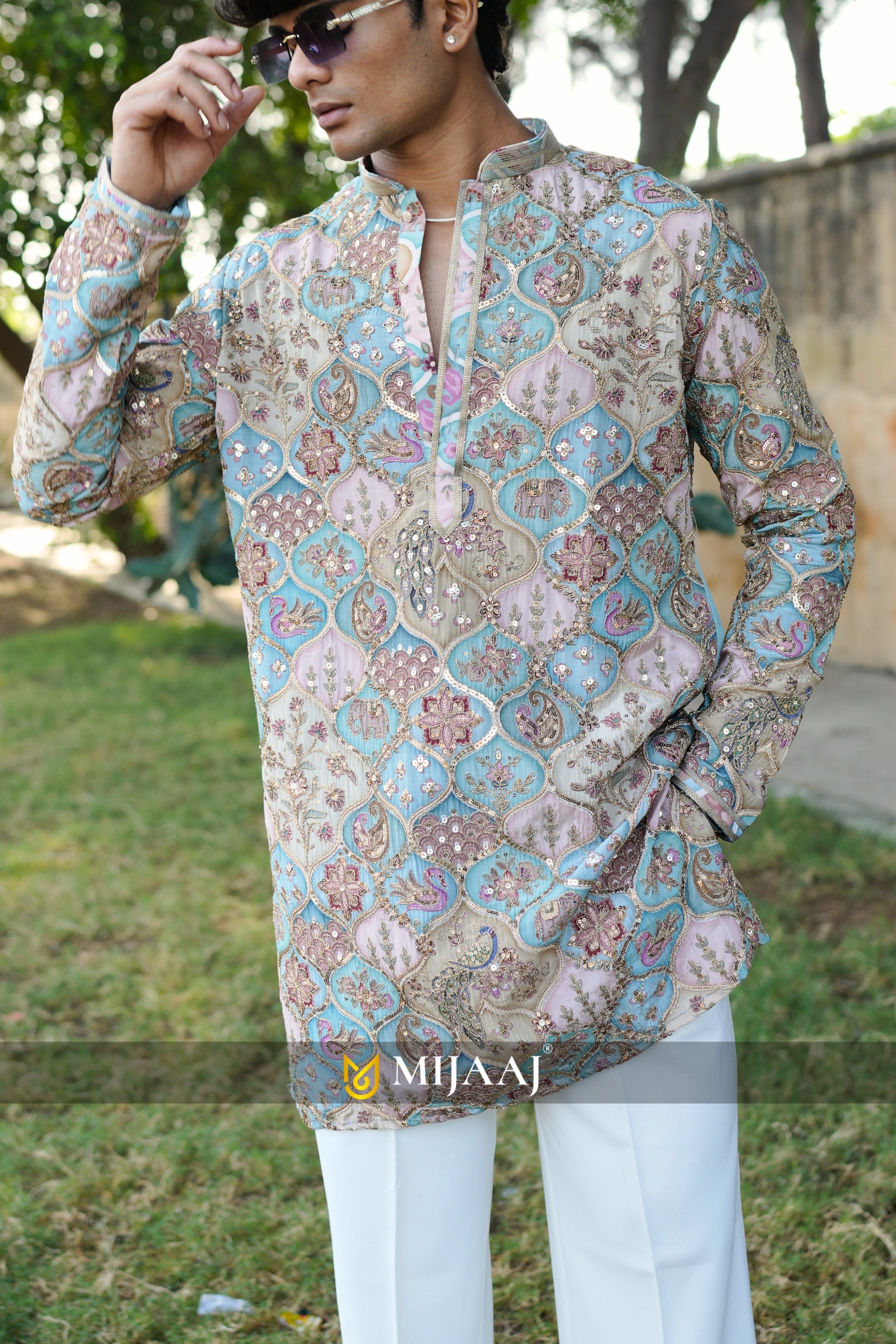 Turquoise Color Short Kurta with Premium Korean Pant