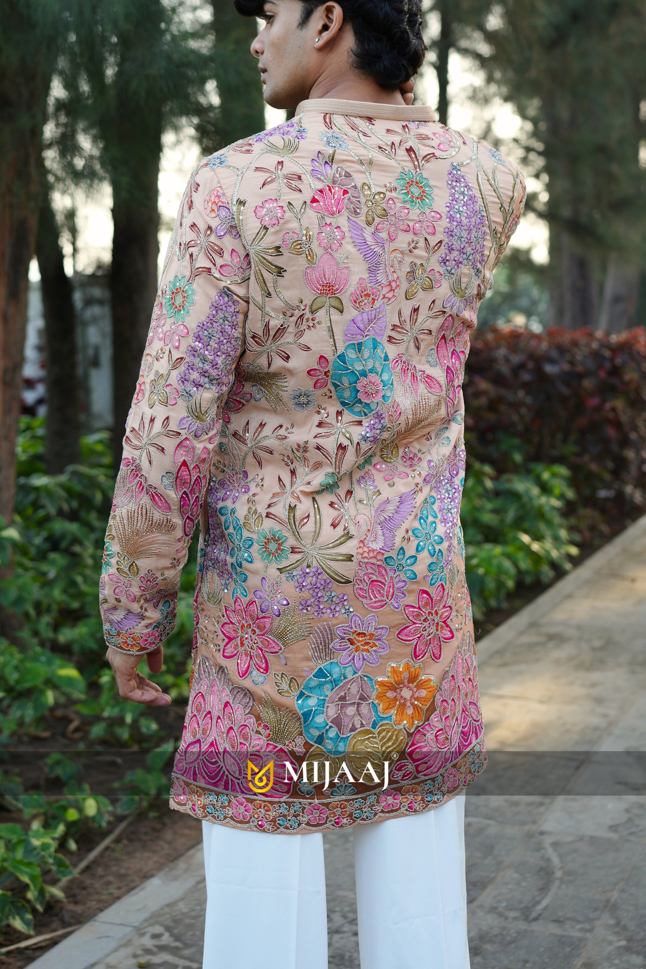 Peach Color Short V-Neck Kurta with Premium Korean Pants