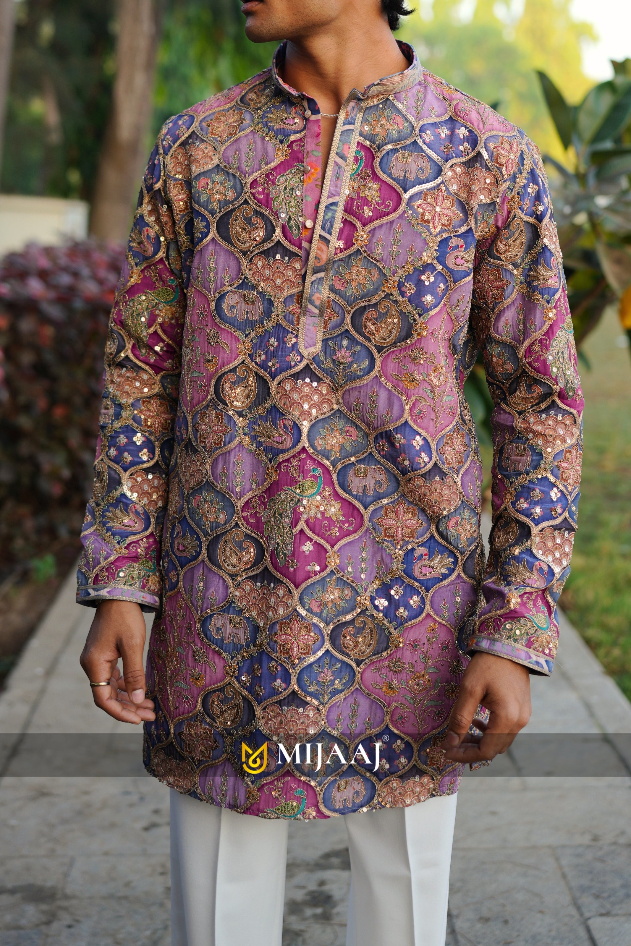 Purple Color Short Kurta with Premium Korean Pant