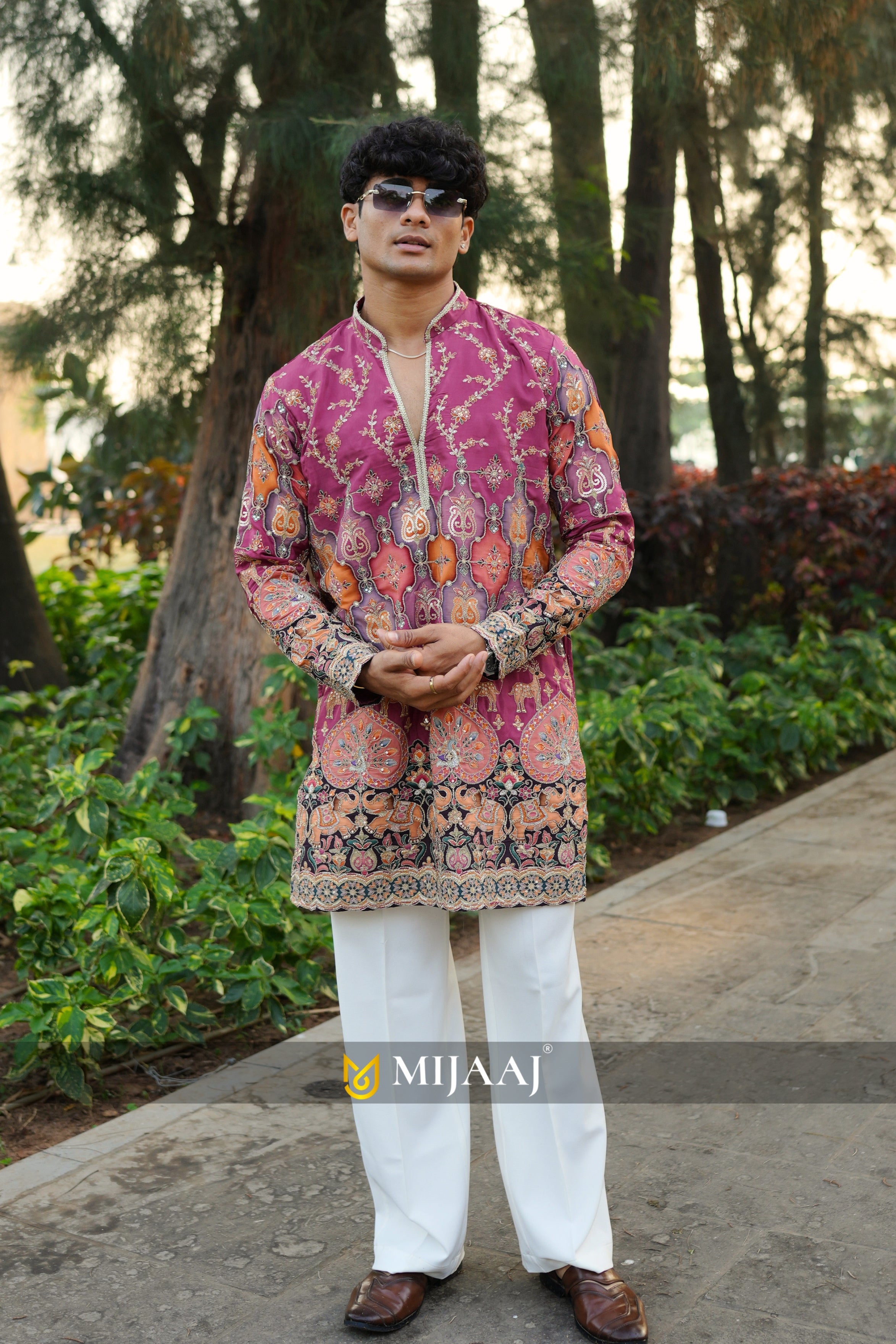 Peach Color V neck short kurta with Premium Korean Pants