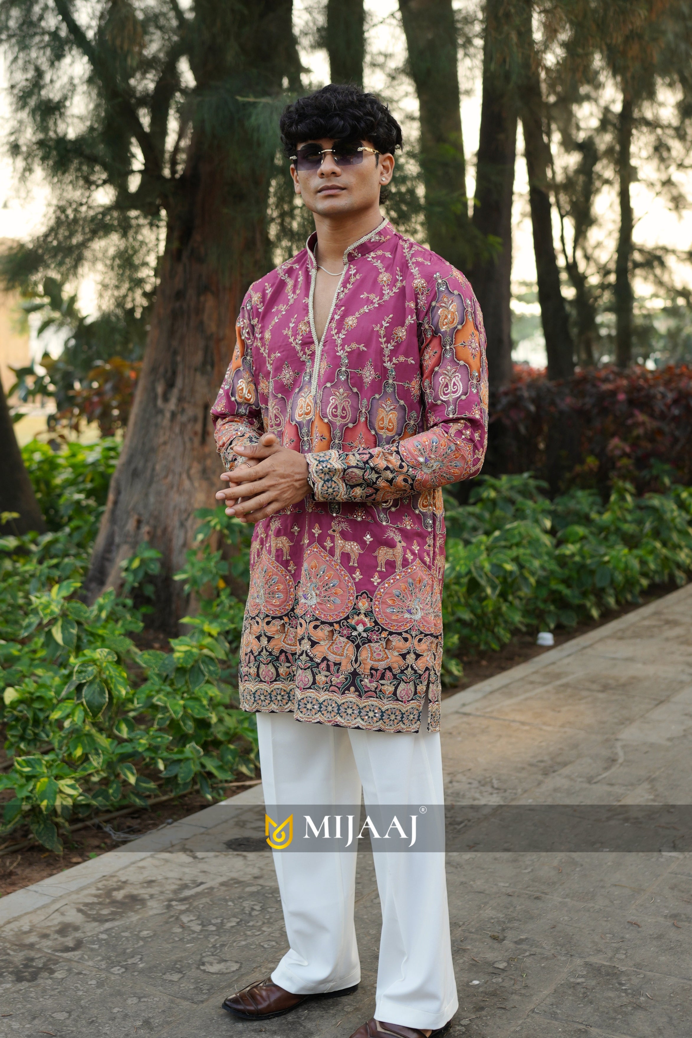 Peach Color V neck short kurta with Premium Korean Pants