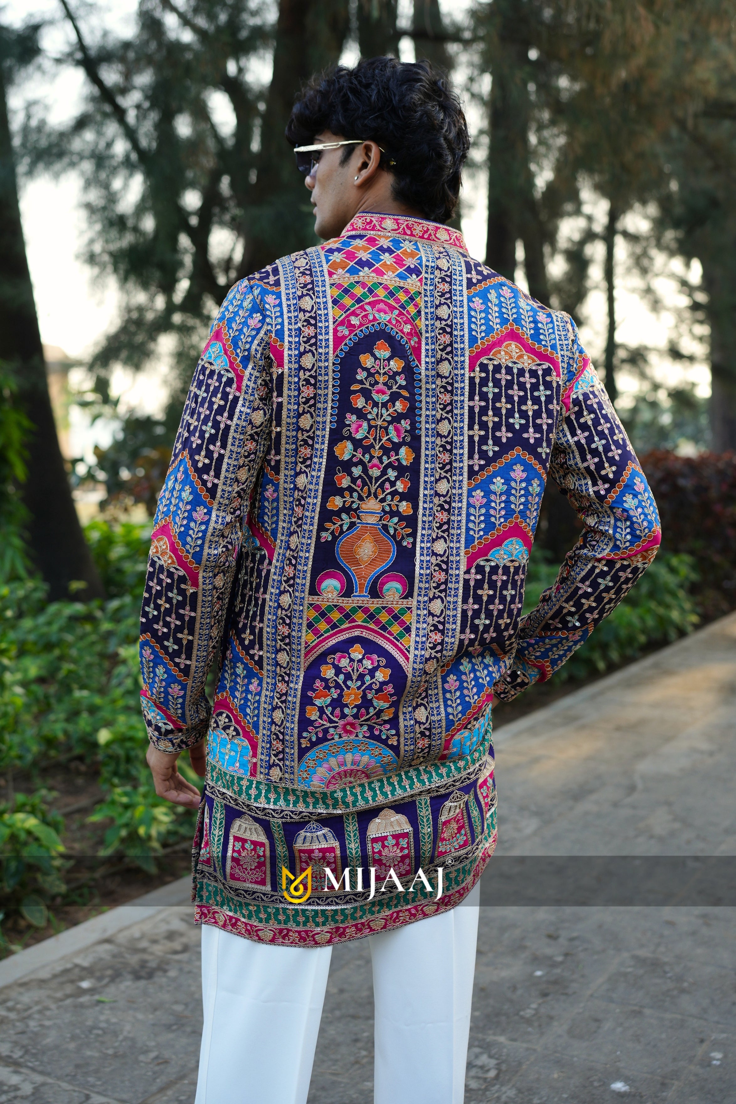 Multi color Embroidered short Kurta for Men with Premium Korean Pants