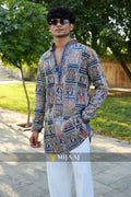 Blue Color Short Kurta For Men with Premium Korean Pants