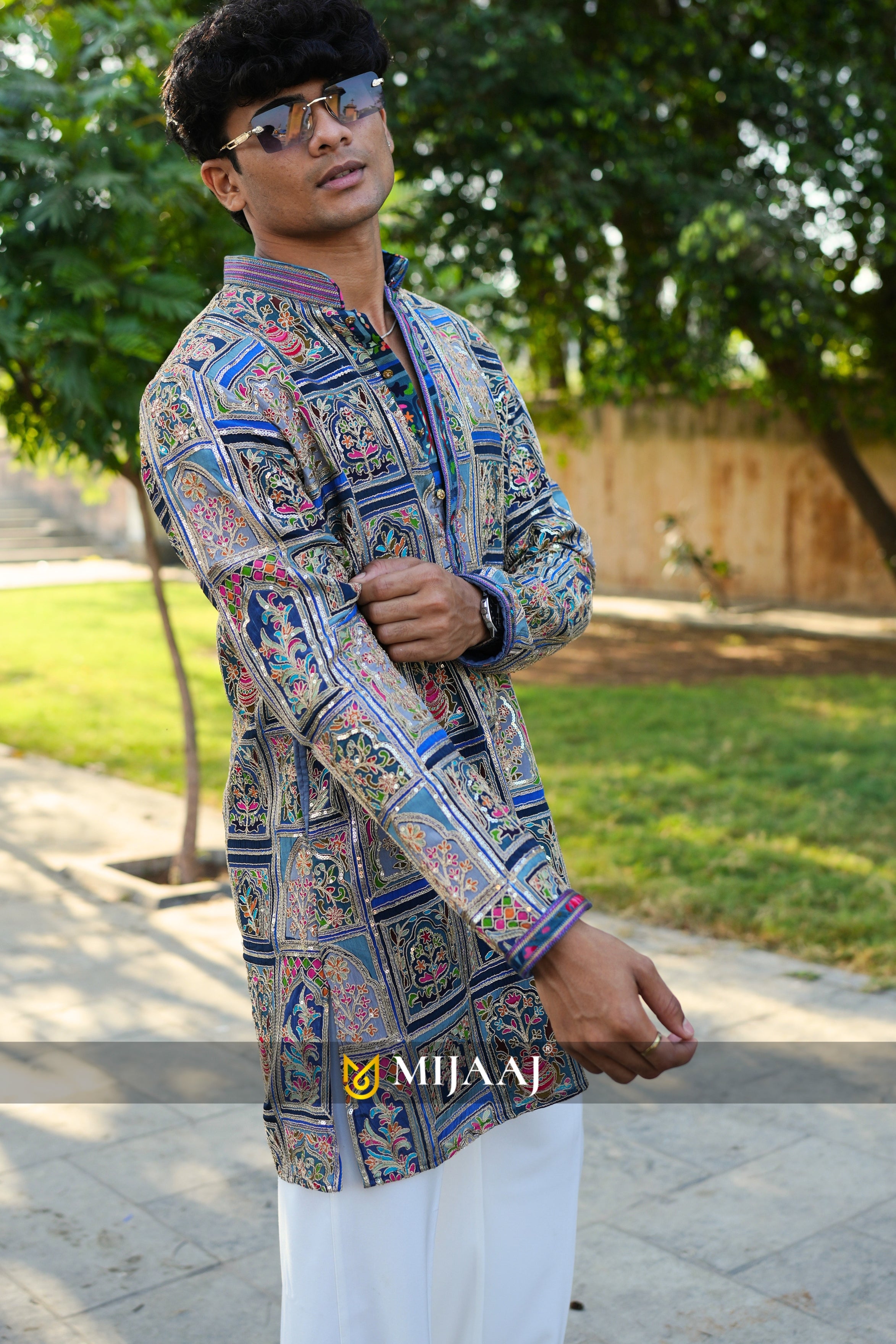 Blue Color Short Kurta For Men with Premium Korean Pants