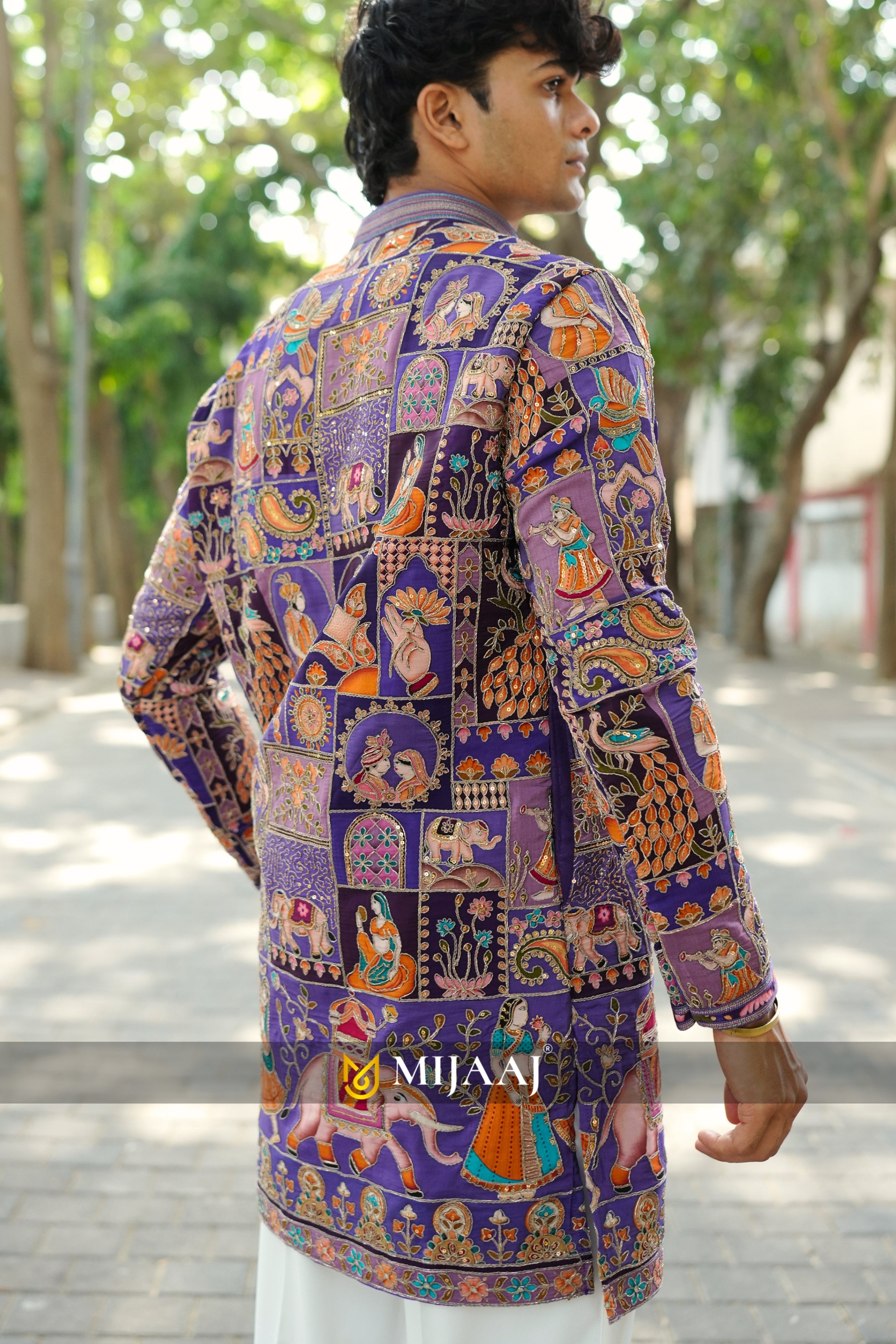 Purple colour short kurta for men with Premium Korean Pants