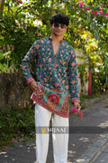 RAMA Blue V Neck Short Kurta with Premium Korean Pants