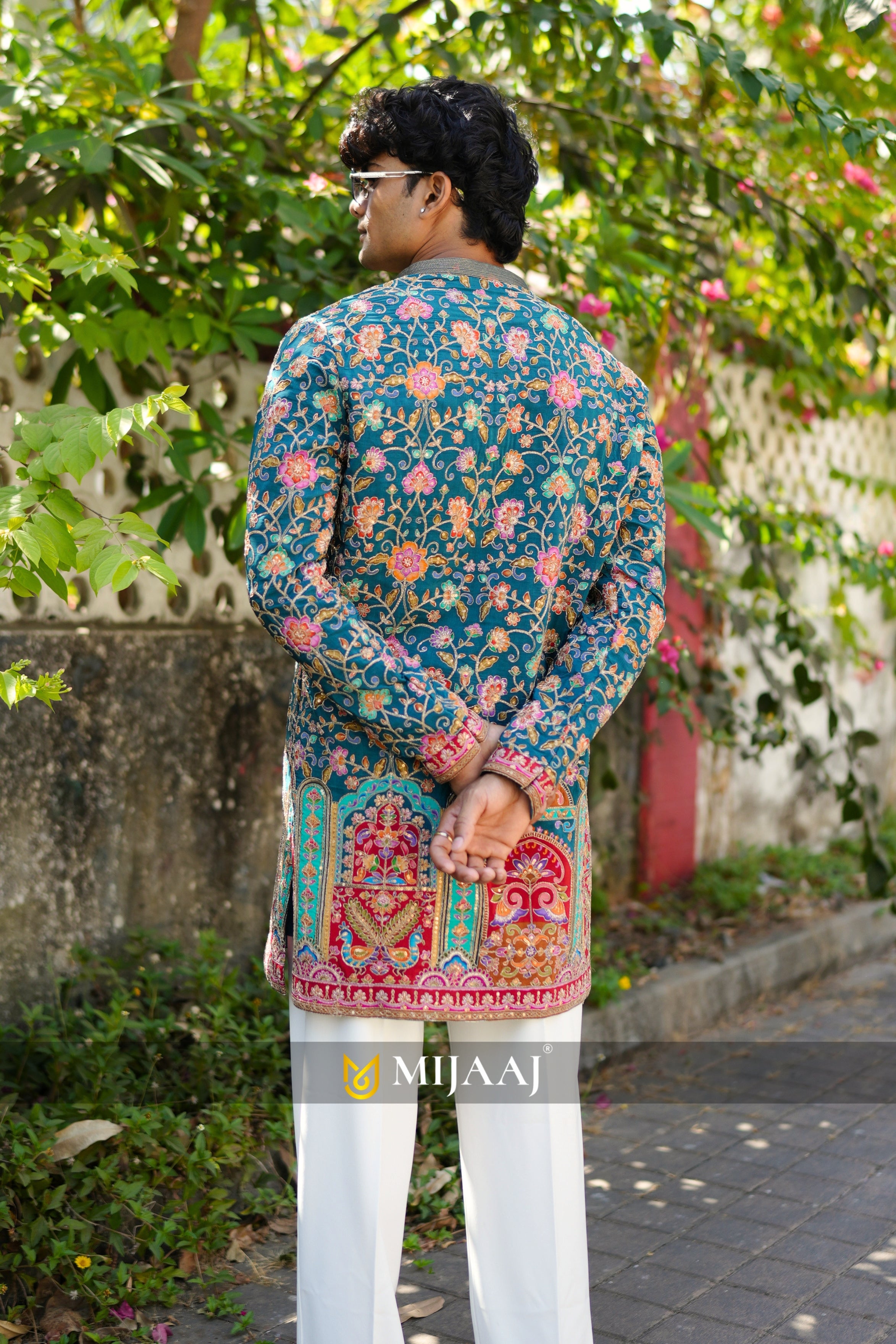 RAMA Blue V Neck Short Kurta with Premium Korean Pants