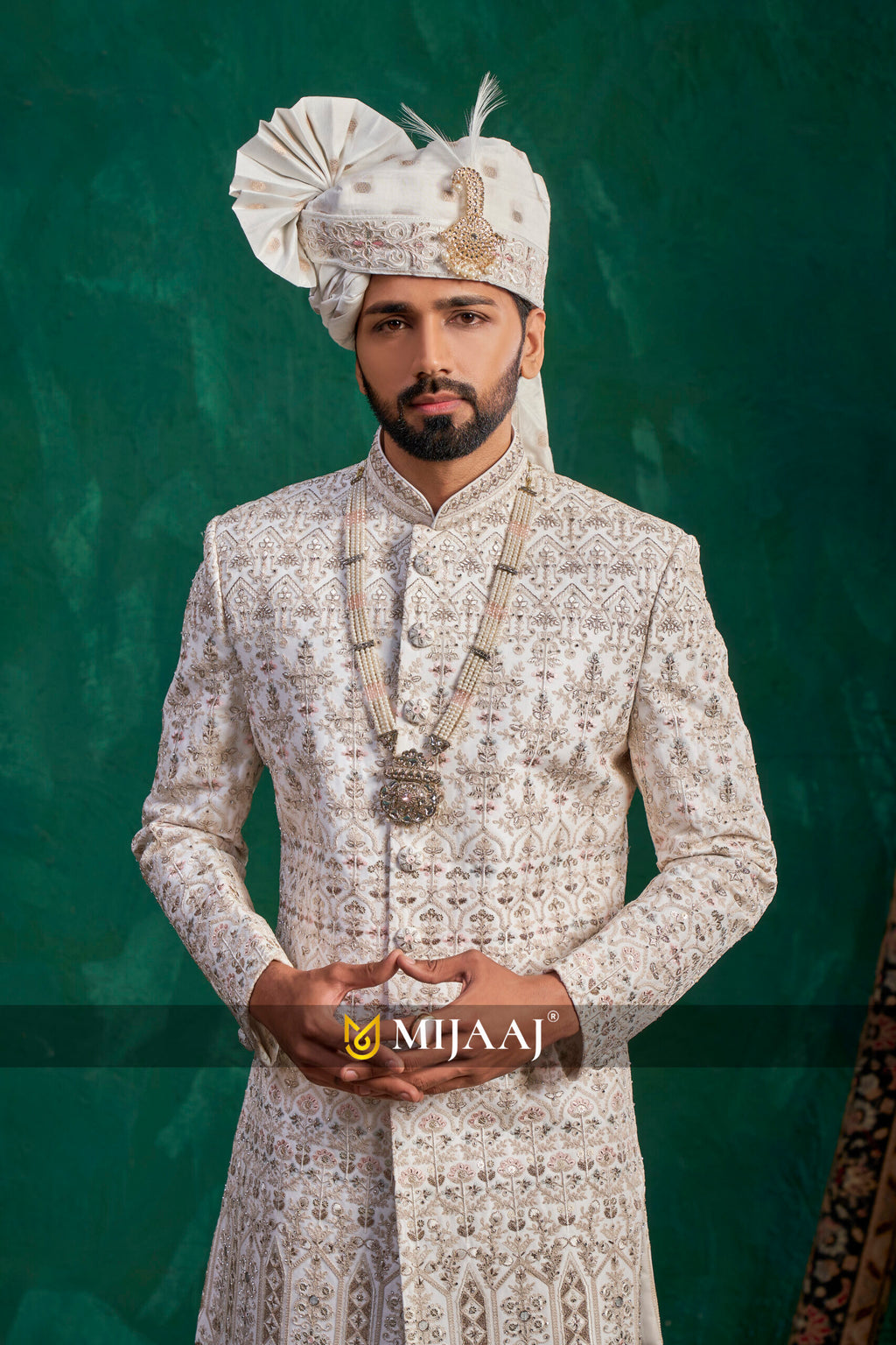 Ivory Regal Zari-Work Sherwani