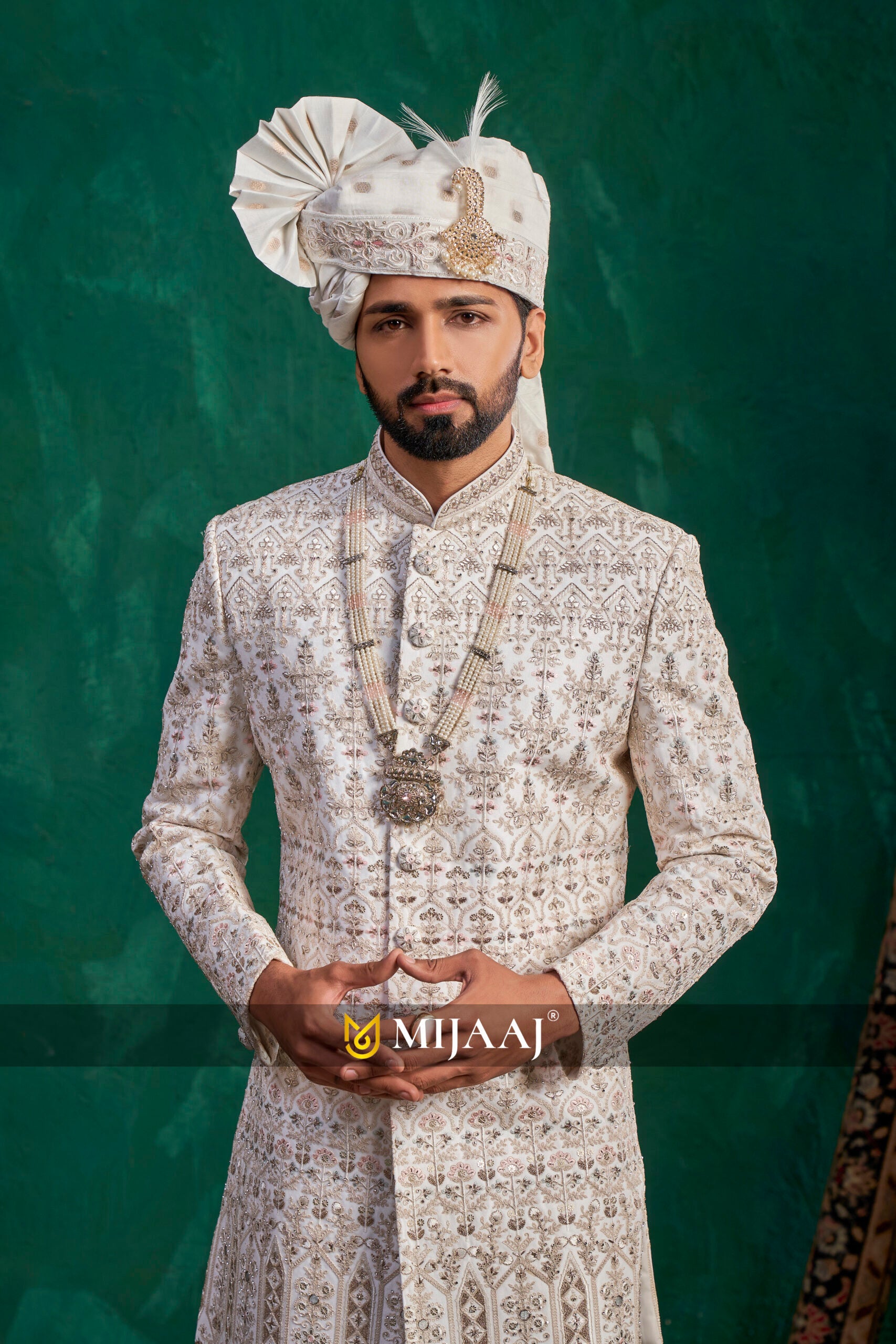 Ivory Regal Zari-Work Sherwani