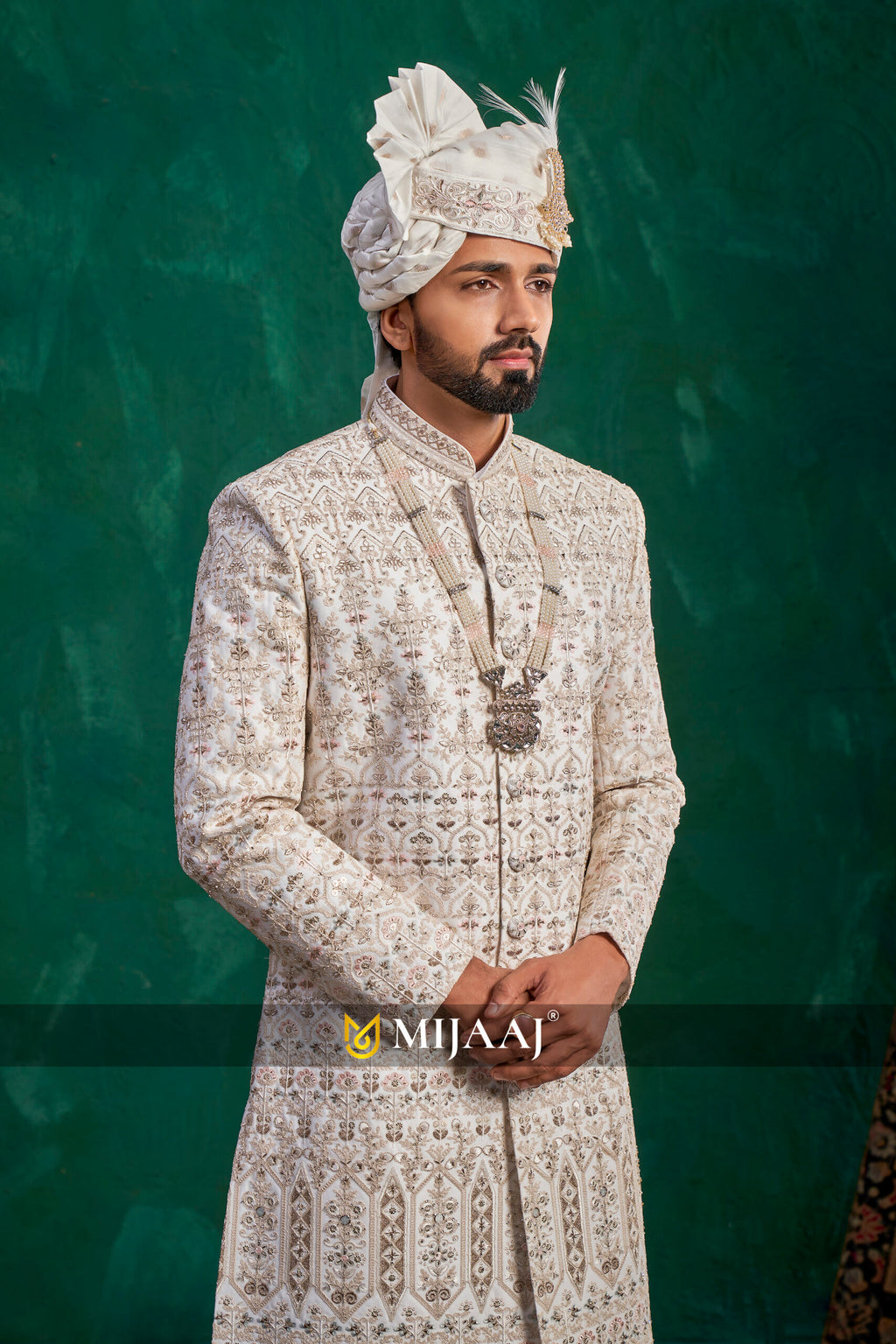 Ivory Regal Zari-Work Sherwani