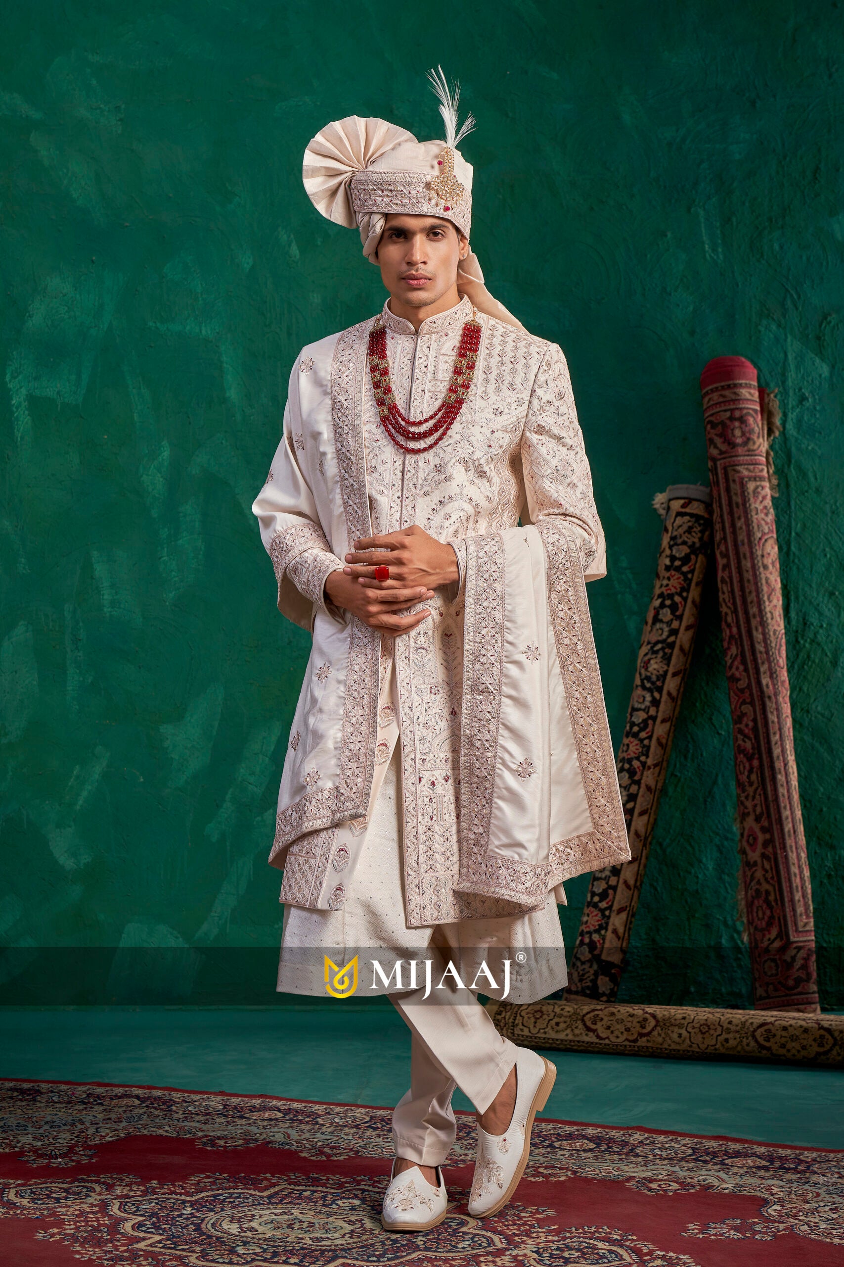 Ivory Regal Layered Embroidered Sherwani