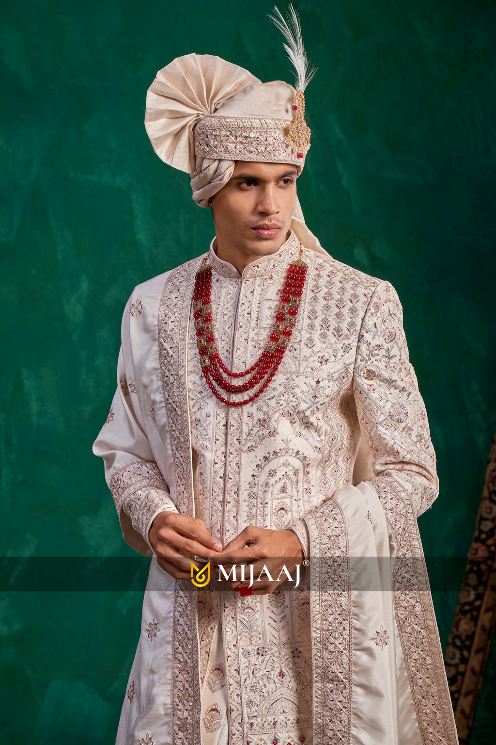 Ivory Regal Layered Embroidered Sherwani