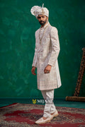 Imperial White Royal Wedding Sherwani For Groom