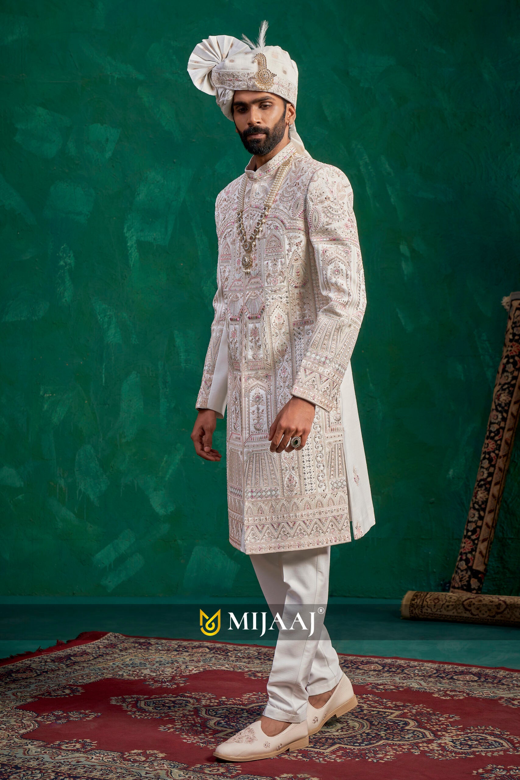 Imperial White Royal Wedding Sherwani For Groom