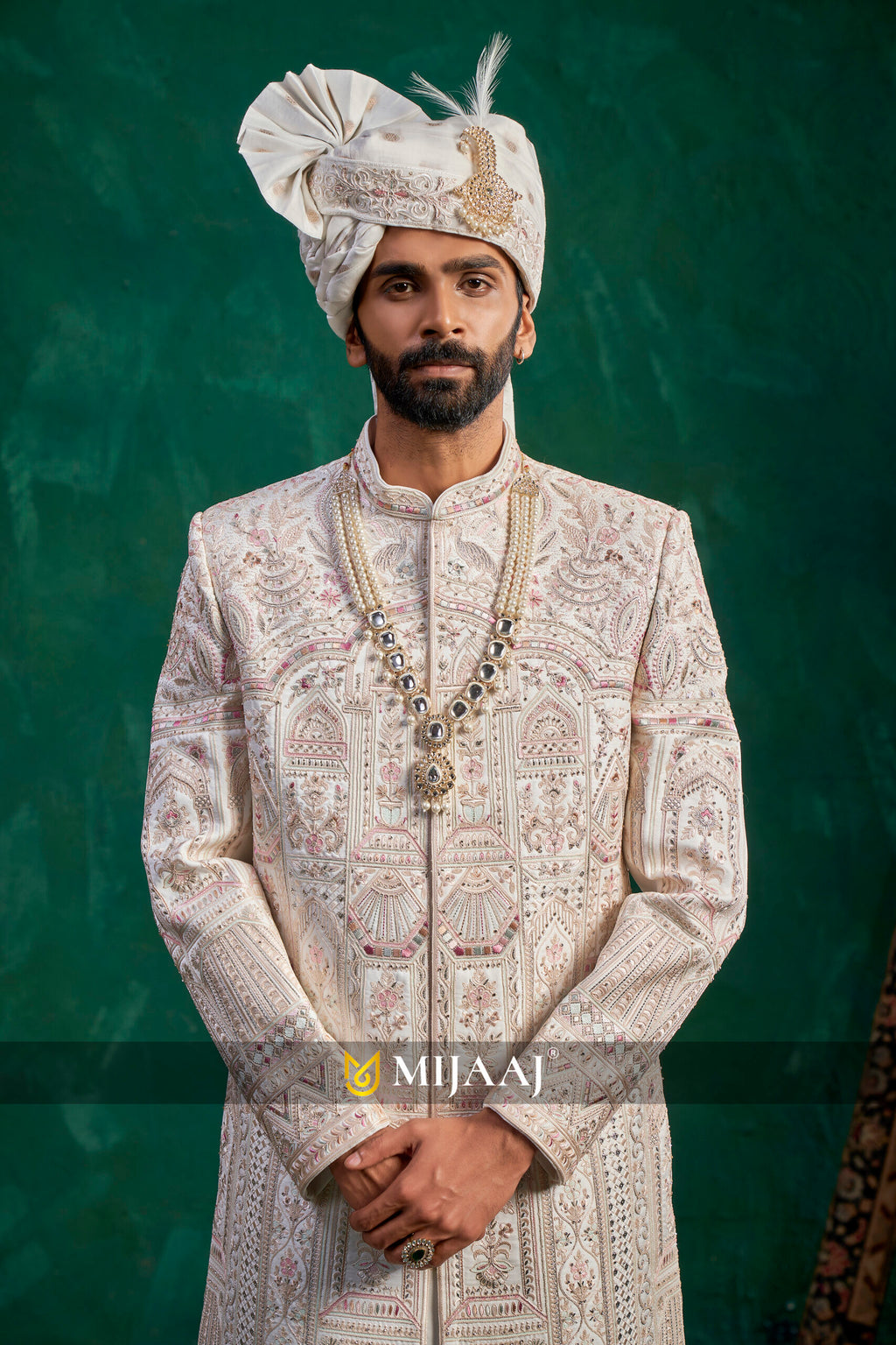 Imperial White Royal Wedding Sherwani For Groom