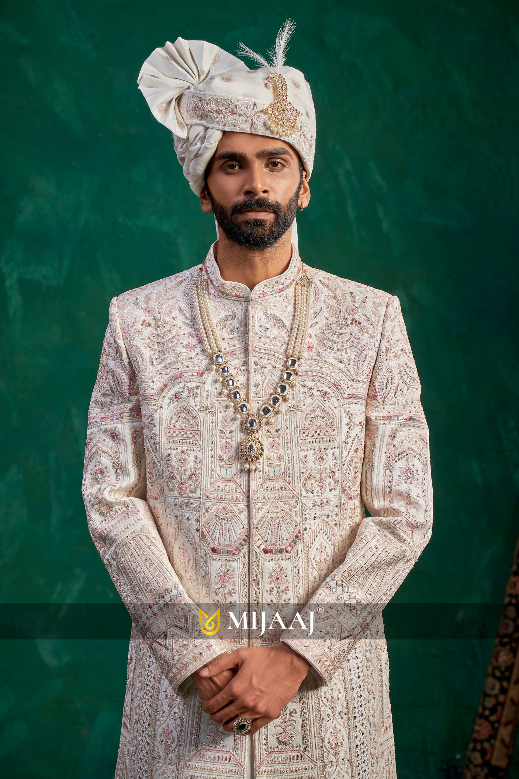 Imperial White Royal Wedding Sherwani For Groom