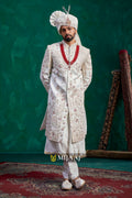 Royal Cream floral Handcrafted Groom wedding sherwani perfect match for Pink/Magenta Bridal Lehenga