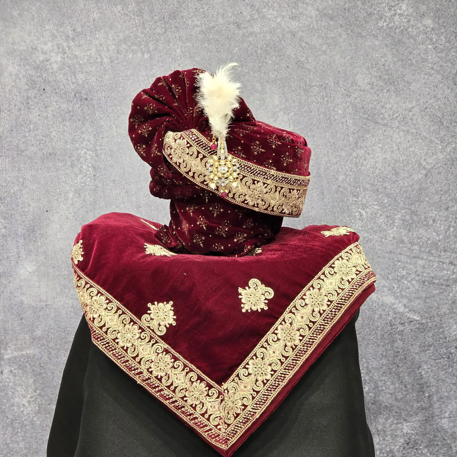 Maroon color safa dupatta set