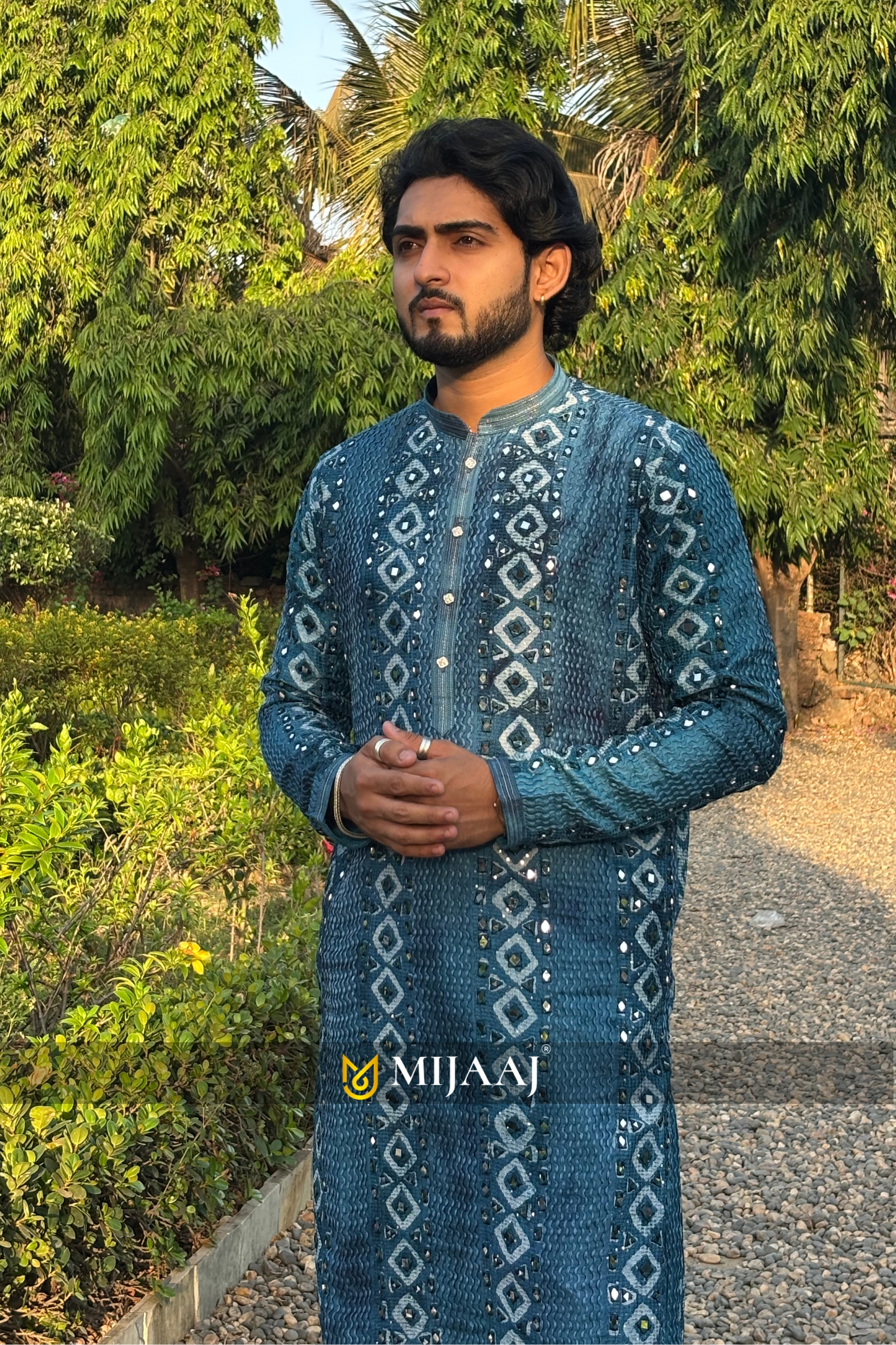 Blue Mirror Work Kurta