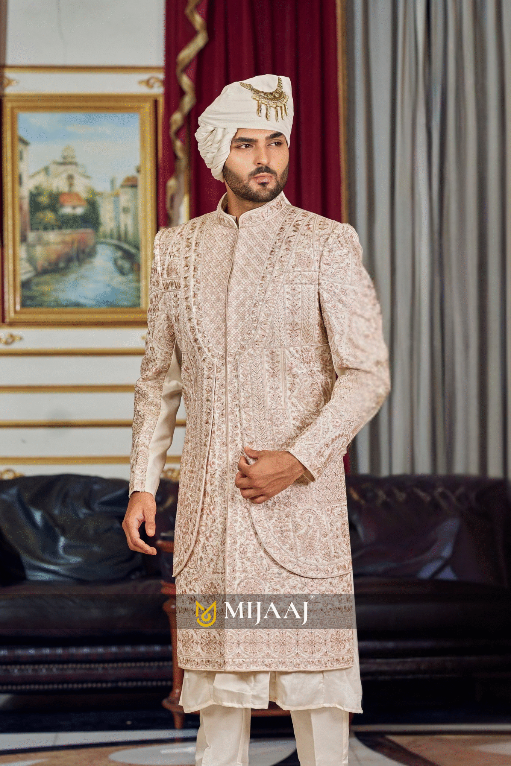 Gold Handwoven Regal Sherwani