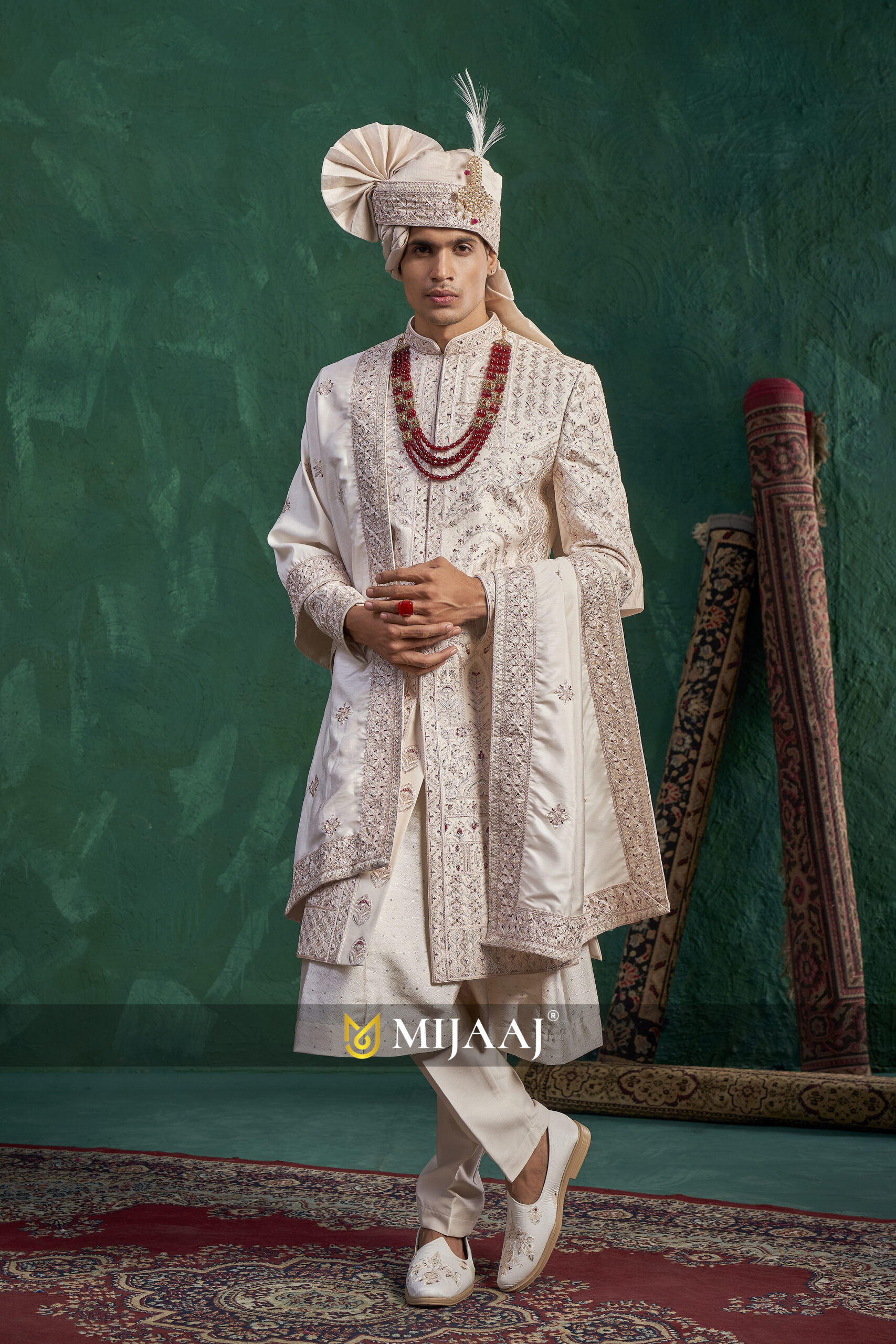 Ivory Regal Layered Embroidered Sherwani