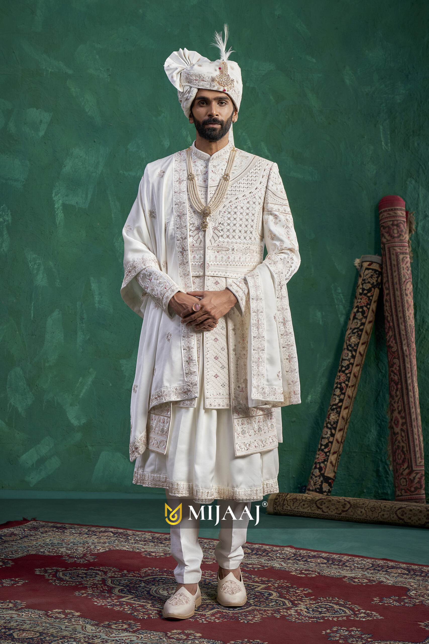 Imperial White Heritage Embroidered Sherwani