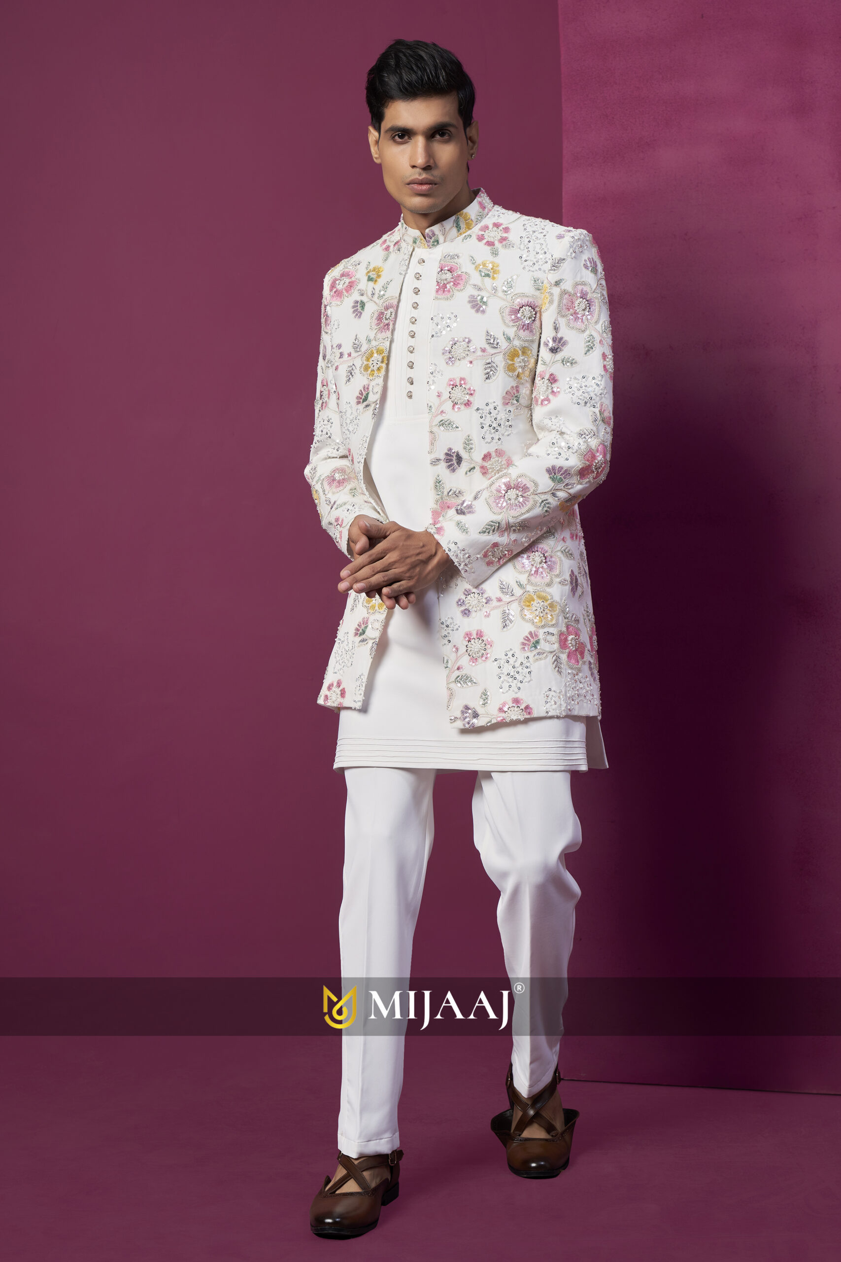 Ivory Garden Embroidered Indo-Western Jacket