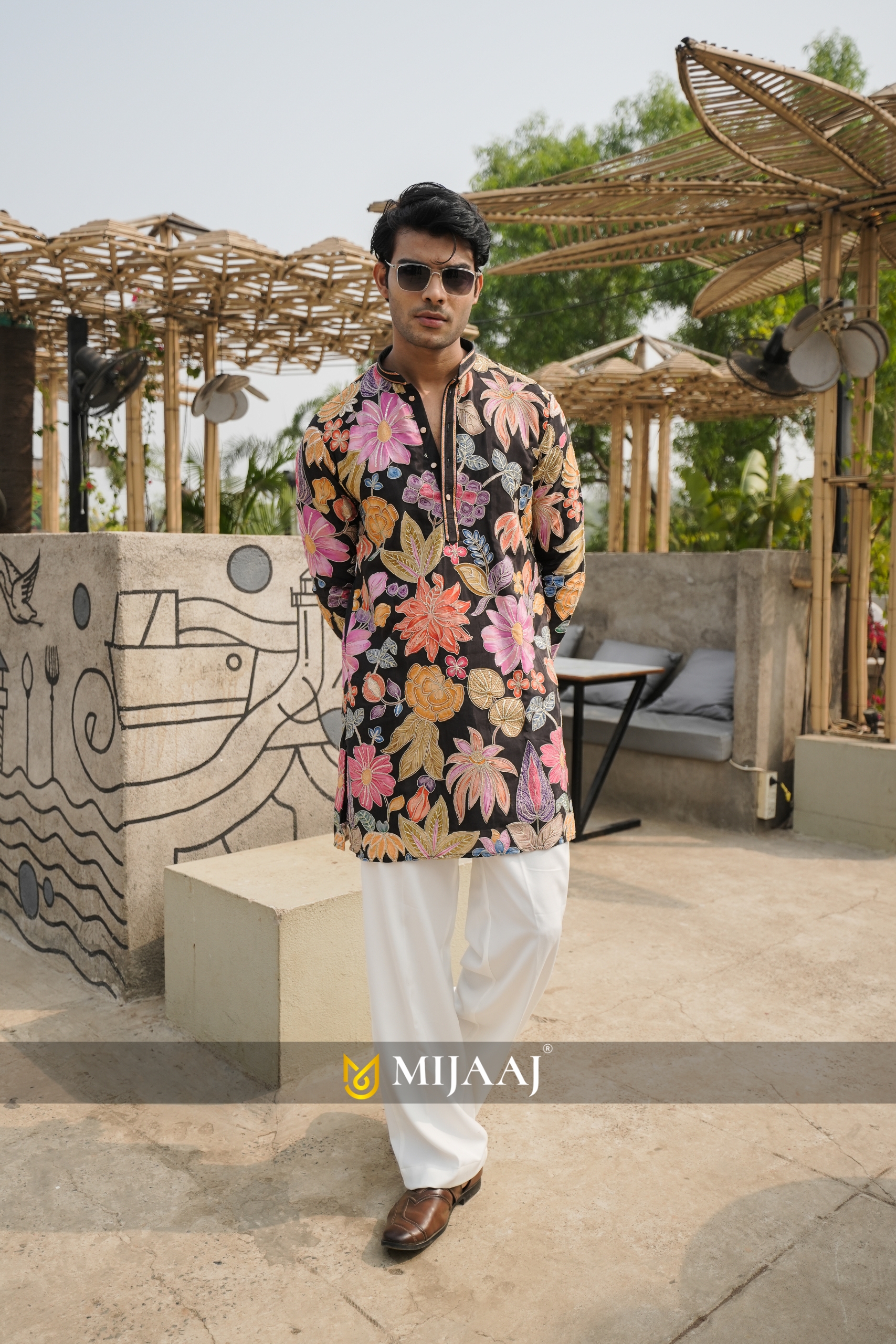 Multicolor Floral Carnival Kurta Set with Korean Baggy Pant